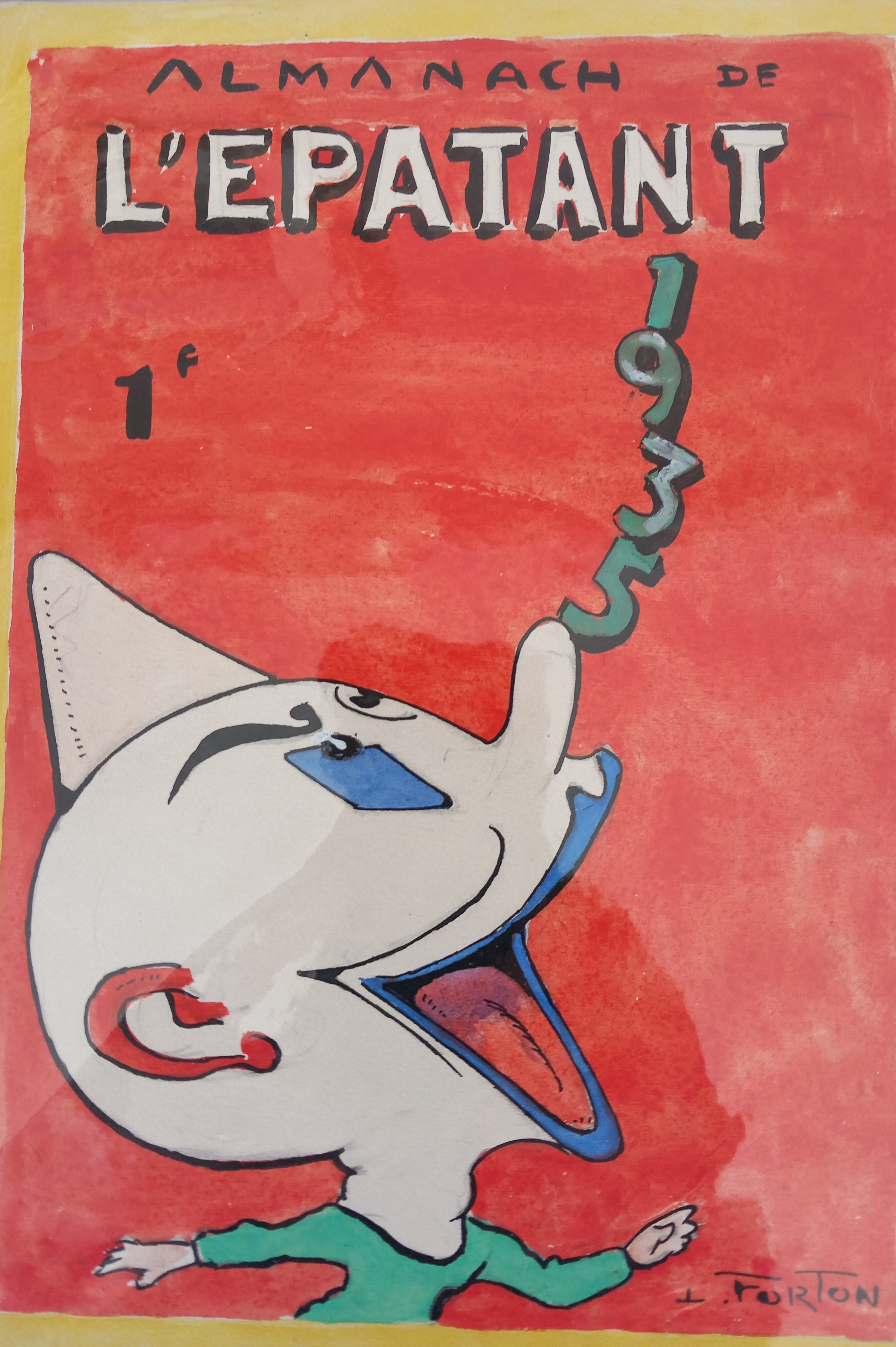 Forton, Etude pour la couverture de l’almanach « L’Epatant », tableau vendu par la galerie Offenstadt.