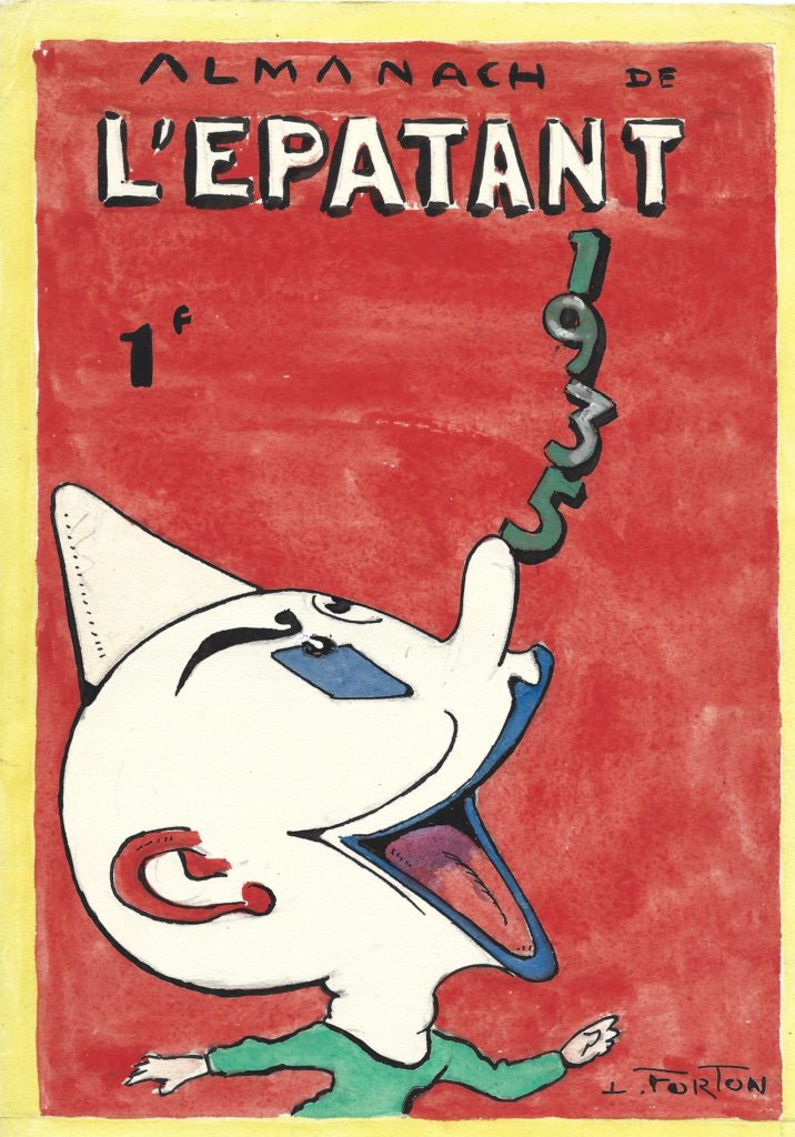 Forton, Etude pour la couverture de l’almanach “L’Epatant”, tableau vendu par la galerie Offenstadt.