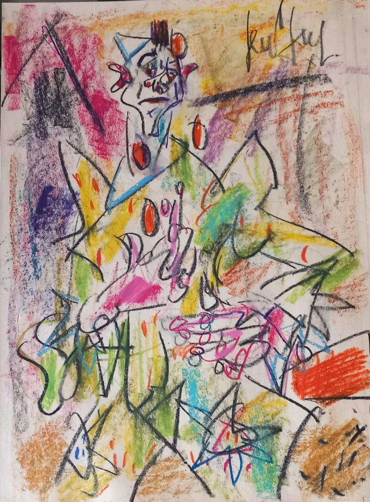 Clown jongleur, tableau vendu par la galerie Offenstadt.